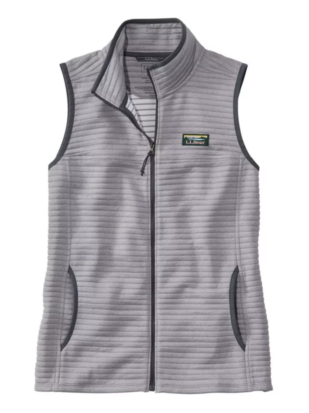 L.L. Bean Light Gray Quilted Zip-Front Vest